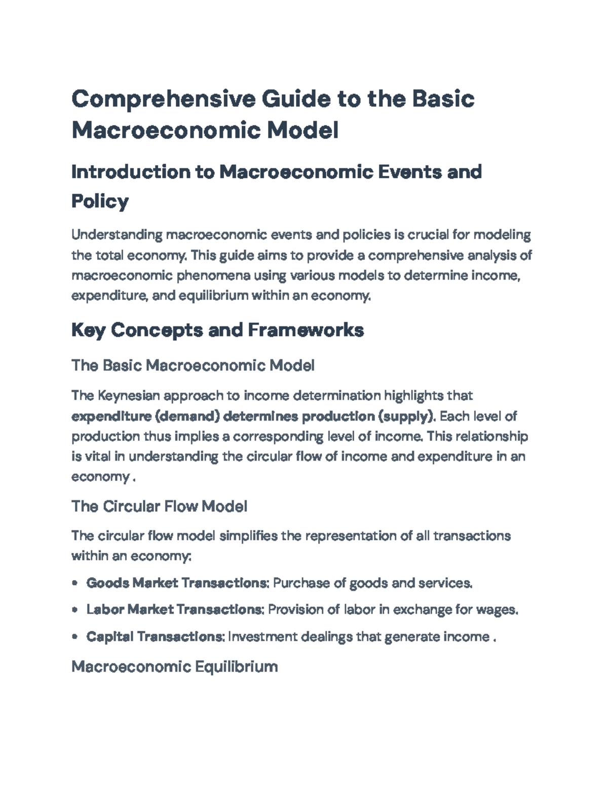 Comprehensive Guide to Basic Macroeconomic Models and Policies ...