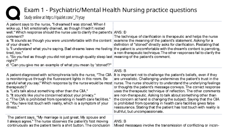 Exam 1 Health Nursing Practice Questions Study Guide (HNR 101) - Studocu