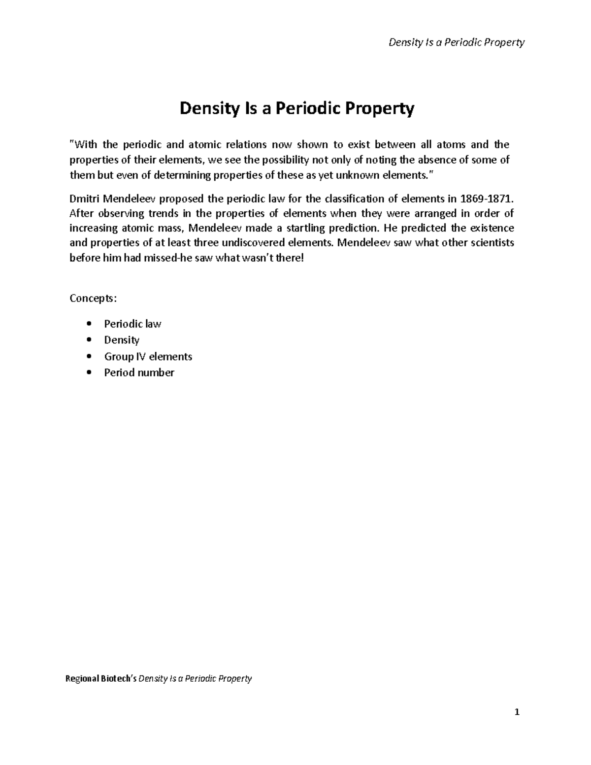 Density is a periodic property - Density Is a Periodic Property 