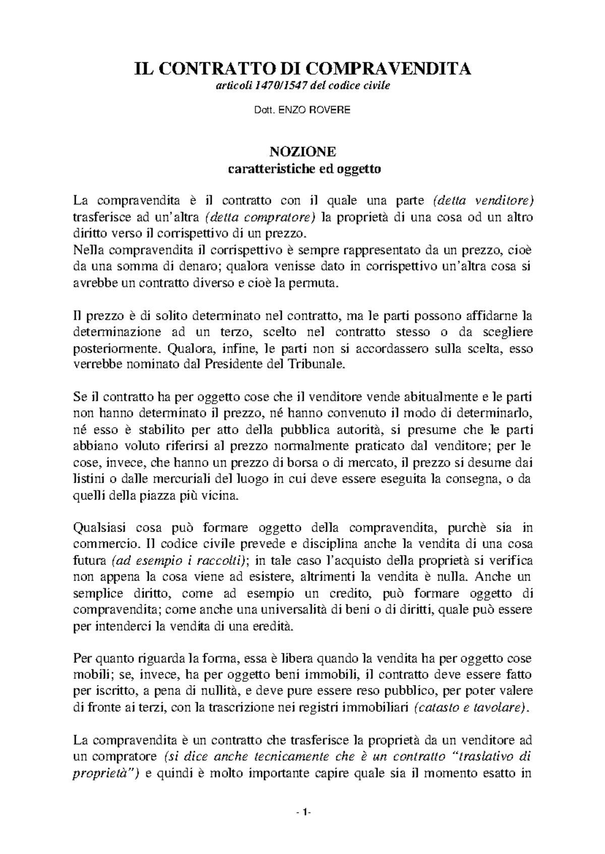 Il contratto di compravendita: caratteristiche e tipologie - Dott. E ...