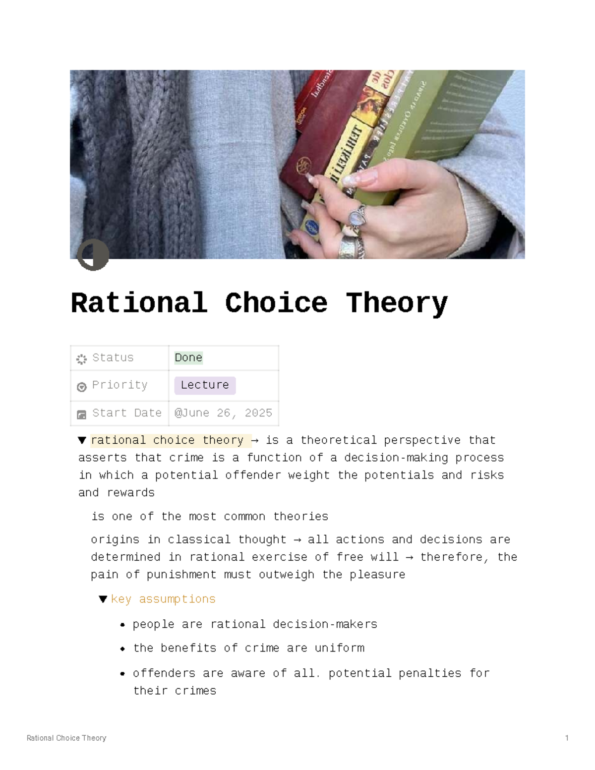 Rational Choice Theory Lecture Notes (Course Code: RCT 101) - Studocu