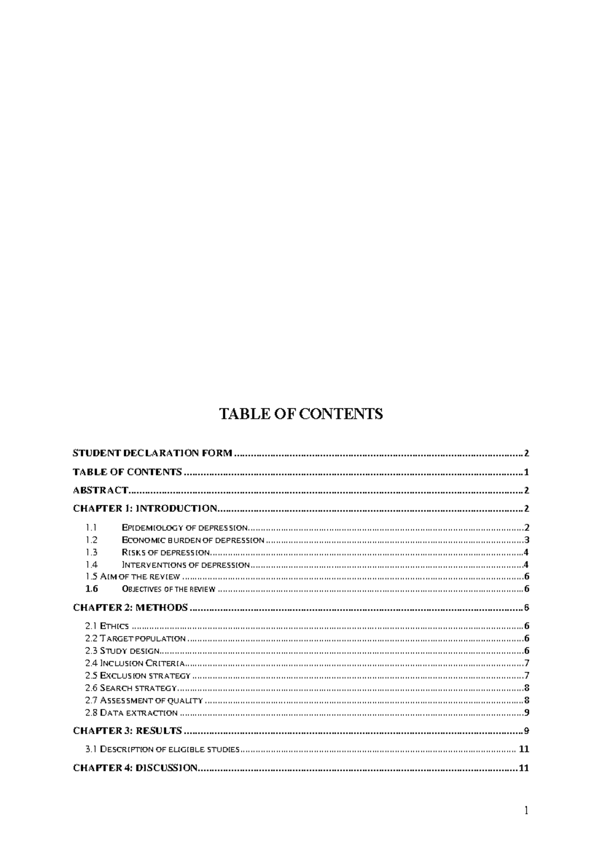 Final Dissertation Sample: Exploring Depression Treatments for Research ...