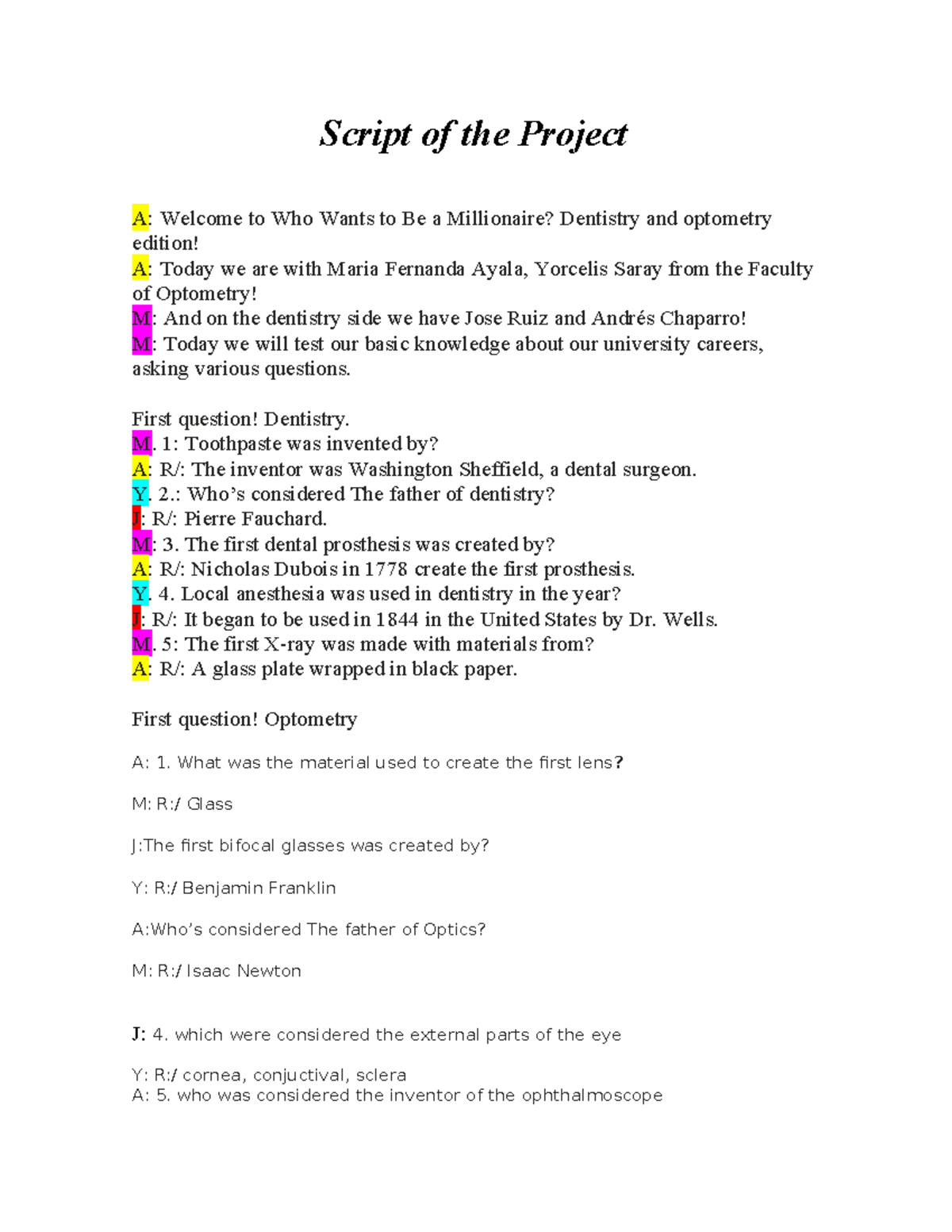 Optometry & Dentistry Project Script - Resumen (2023) - Studocu