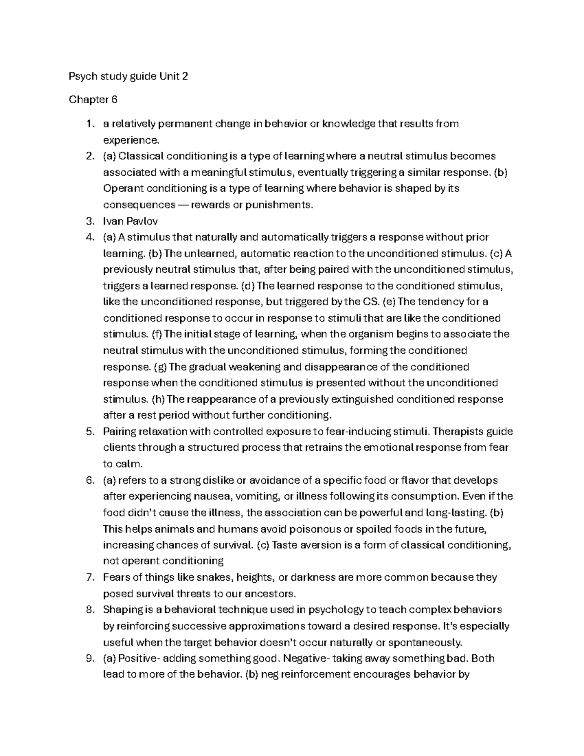 Psychology Study Guide: Unit 2 Key Concepts and Overview - Studocu