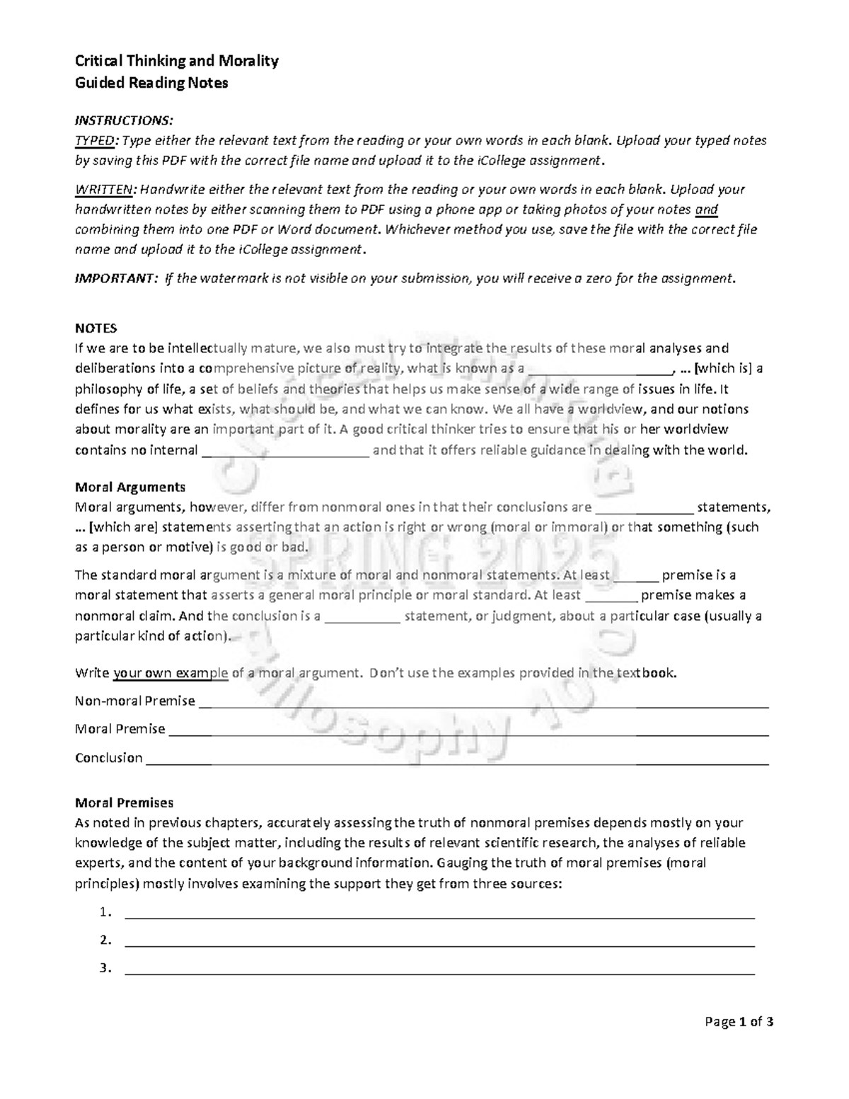 Critical thinking in morality guided reading notes - Studocu