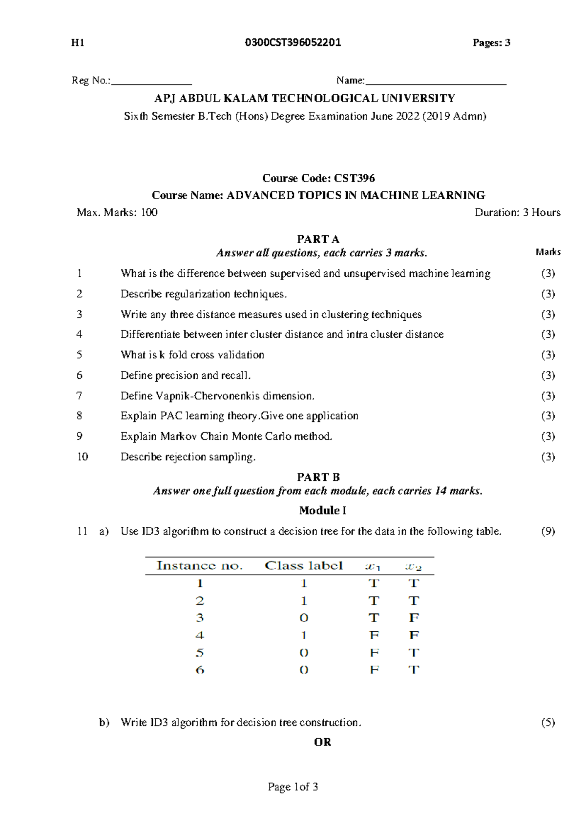 CST396-QP-1 - Advanced Topics in Machine Learning Question Paper - Studocu