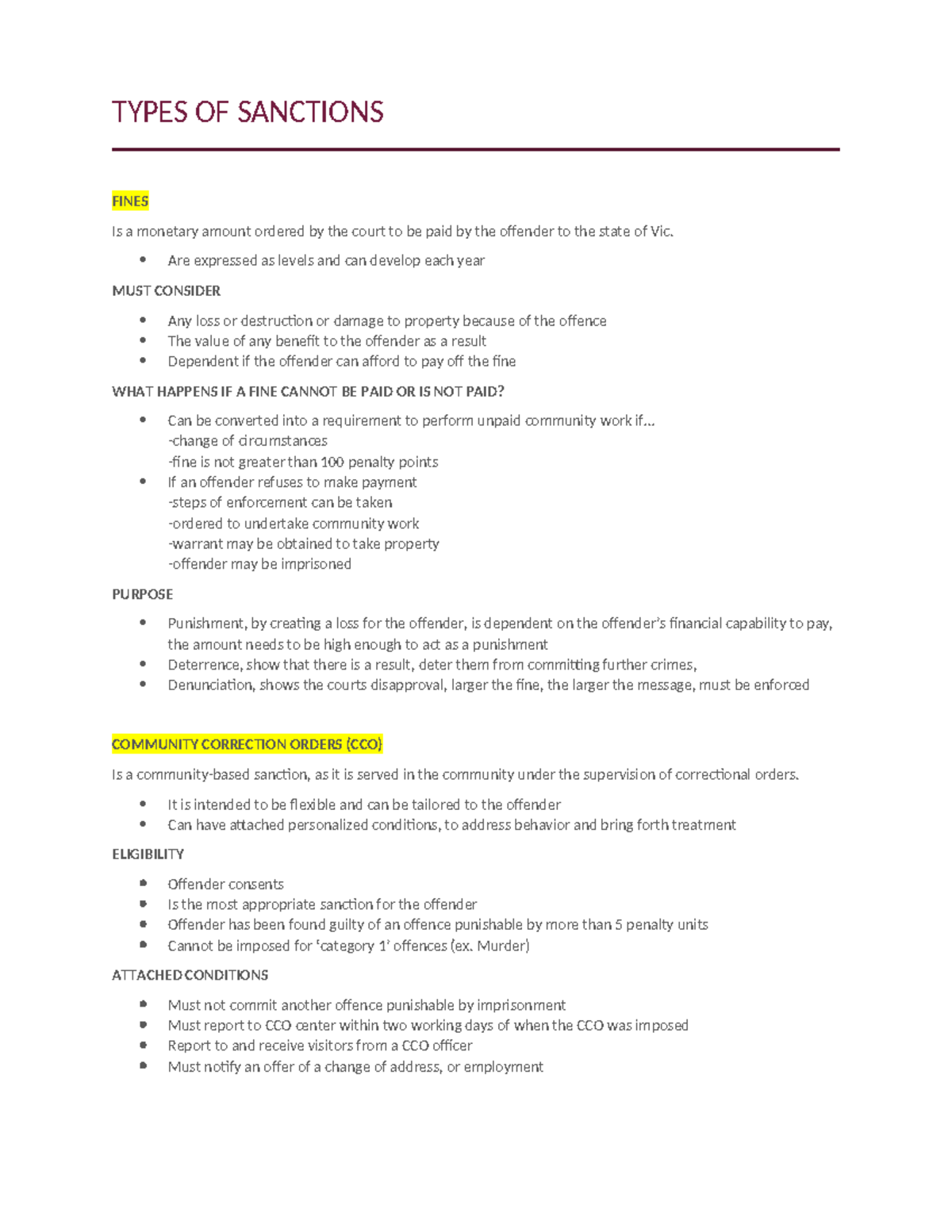 Types OF Sanctions - From 2024 TEXTBOOK - TYPES OF SANCTIONS FINES Is a ...