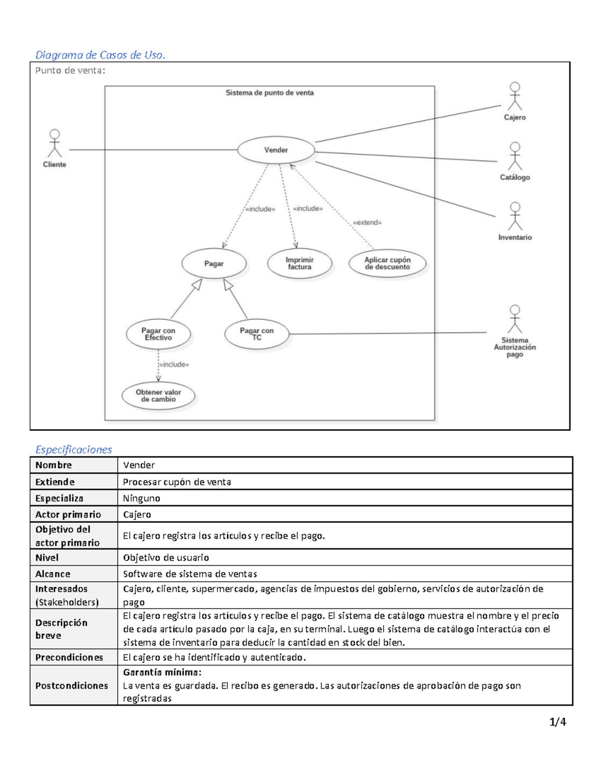 Punto de Venta Físico - Caso de Uso para Realizar Compra en Sistema ...