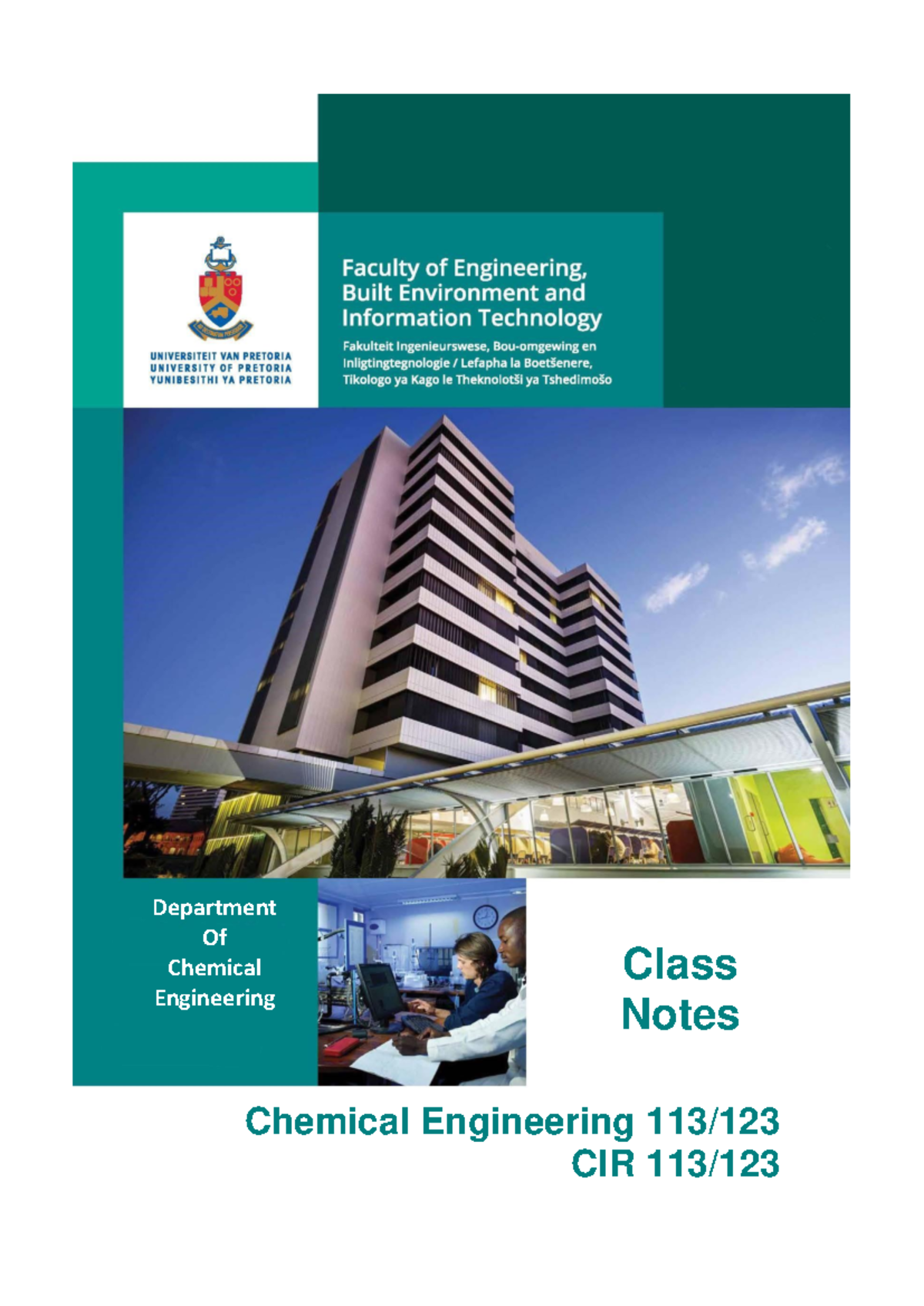 CIR 113/123 Chemical Engineering Class Notes - 2023 Overview - Studocu