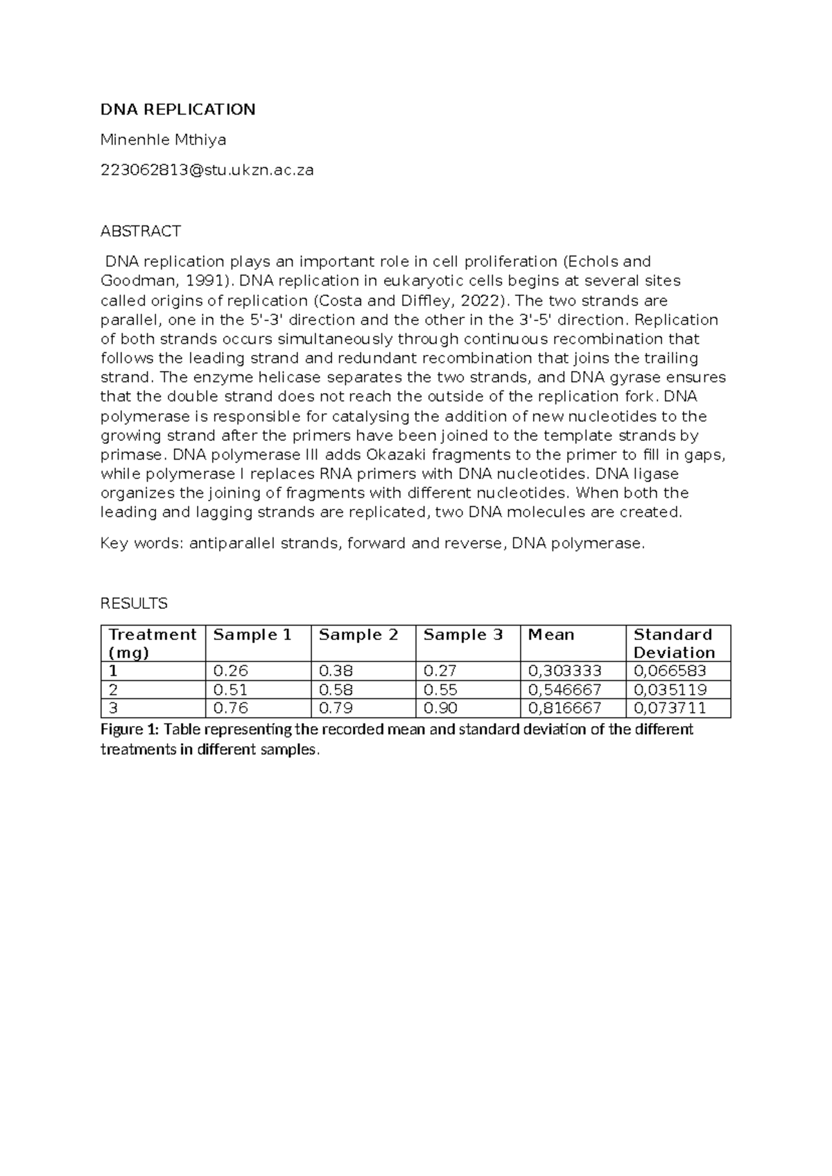 DNA Replication Practical - RDNA Study & Results Analysis - Studocu