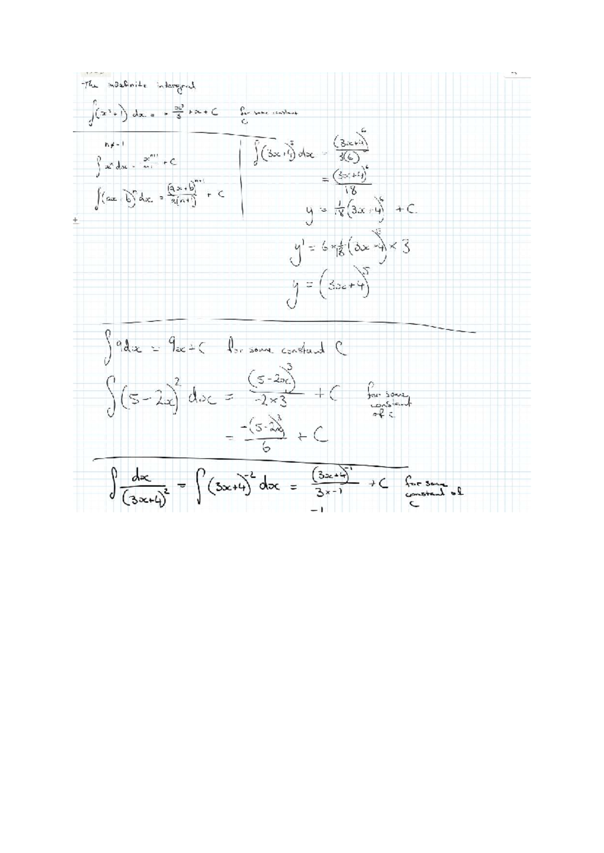 Indefinite Integral Notes - DC3 C - Studocu