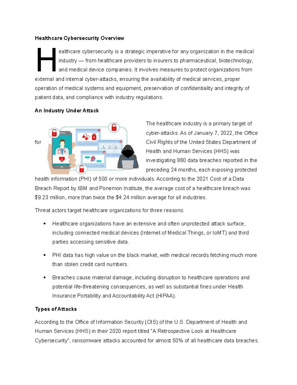 Healthcare Cybersecurity Overview: Strategies & Threats (CA-CYB) - Studocu