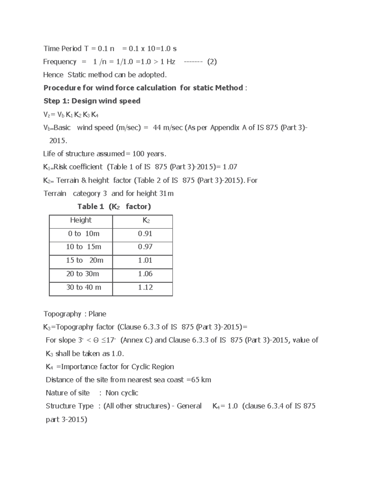 Wind 3 - Wind load analysis - Time Period T = 0 n = 0 x 10=1 s ...