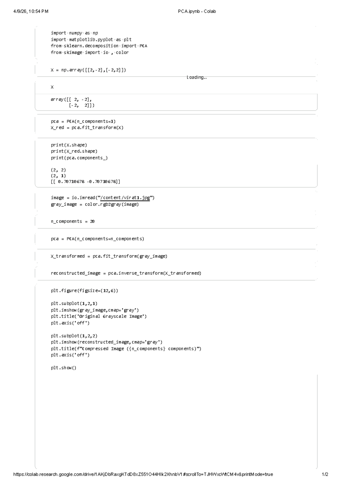 PCA.ipynb - Colab - lecture notes - import numpy as np import ...