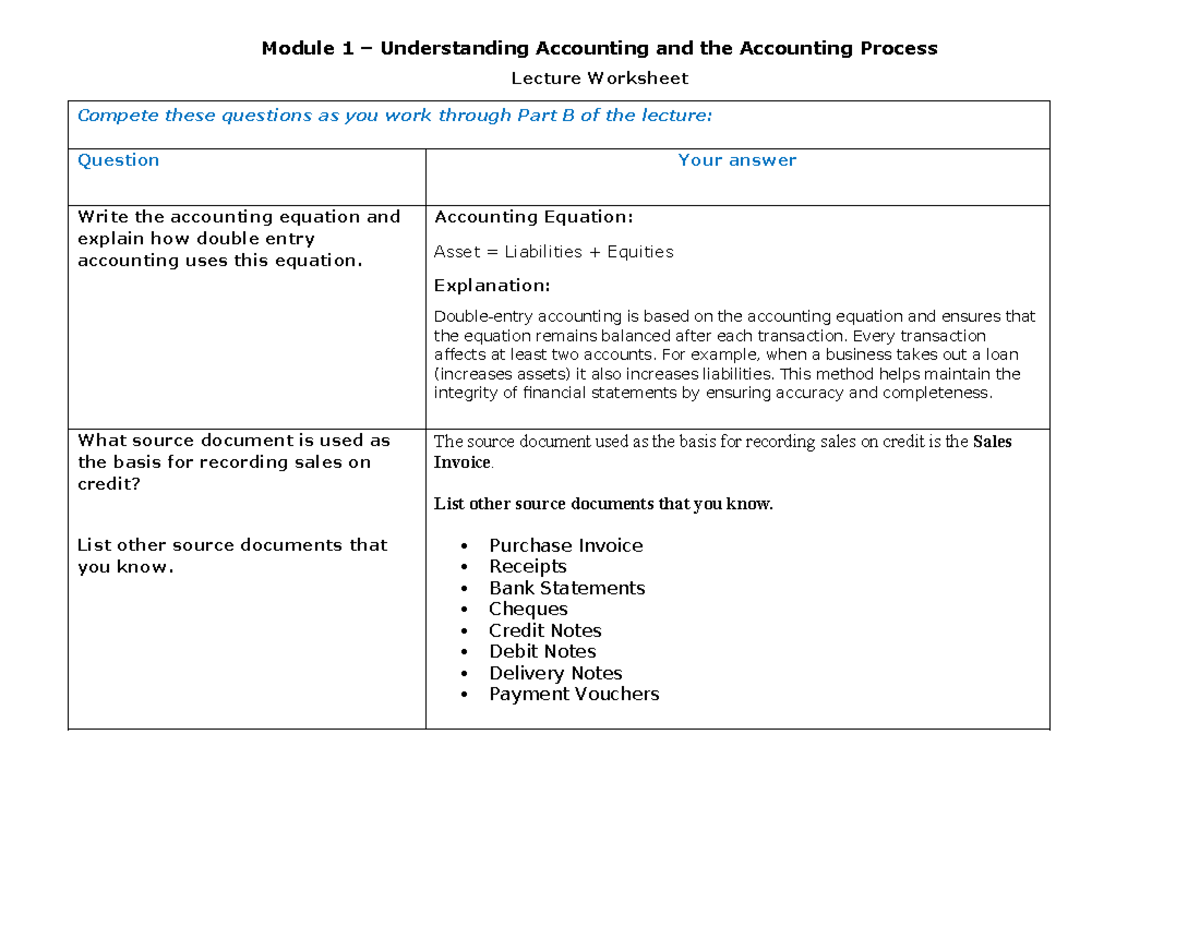 Module 1 Part B Lecture worksheet 2024 - Module 1 – Understanding ...