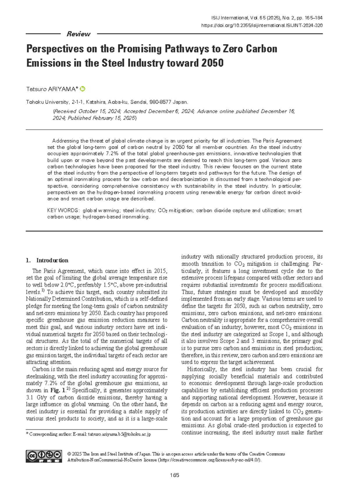 Pathways to Zero Carbon Emissions in the Steel Industry (ISIJ 2025 ...