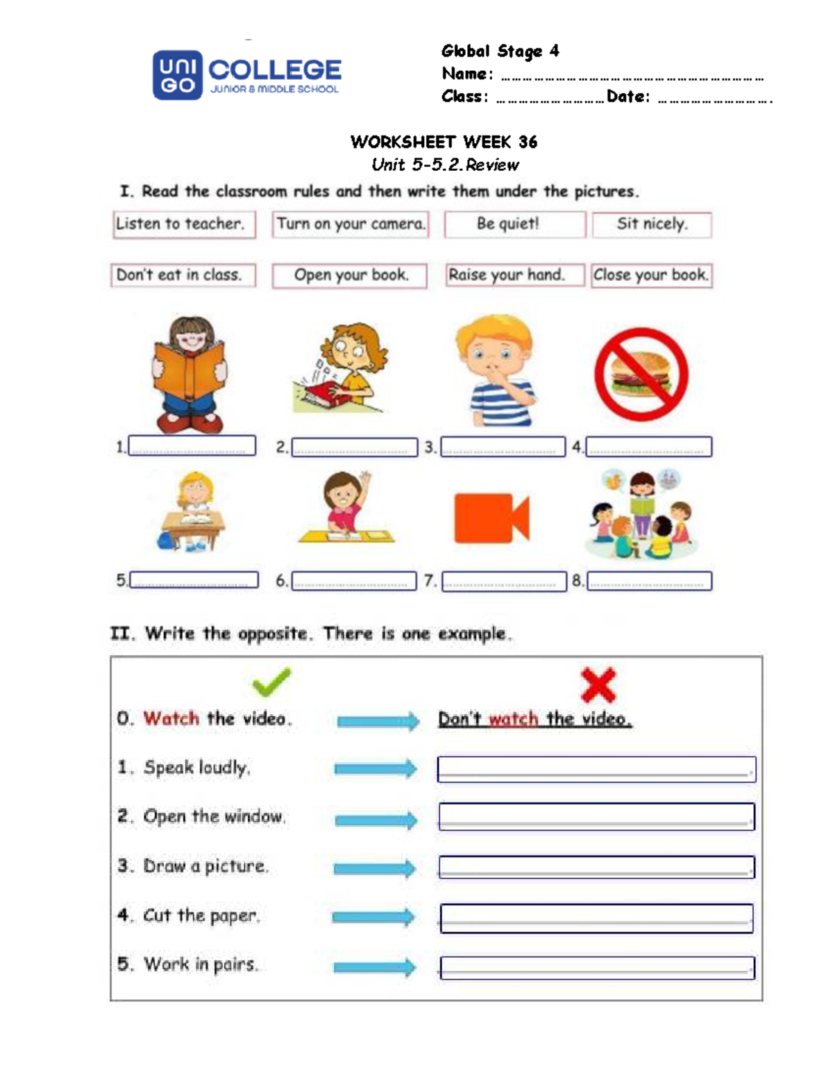 Global Stage 4 Worksheet Week 36: Unit 5 Review - Studocu