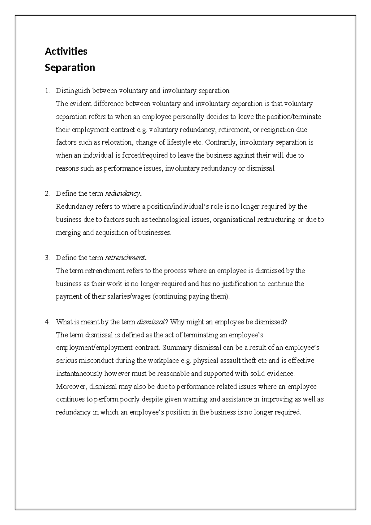 Business Studies - Seperations Worksheet Stella Chen Yr 12 - Activities ...