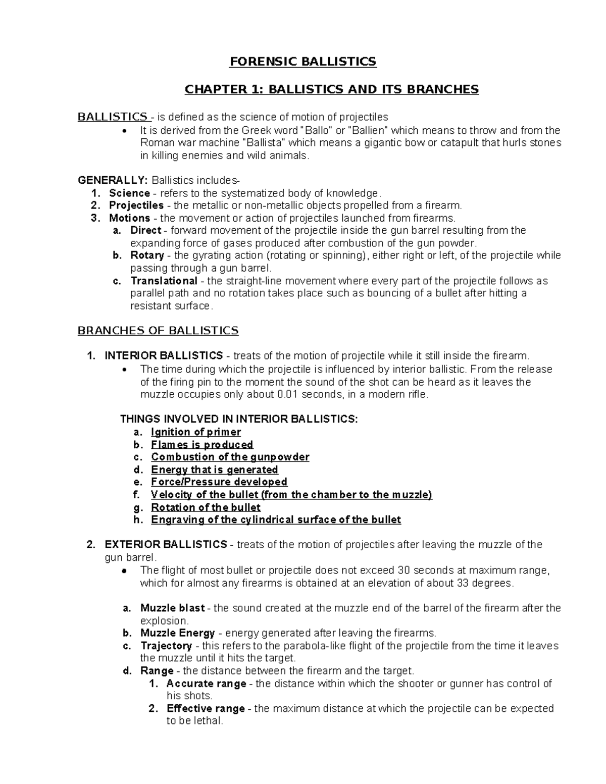Forensic Ballistics CH 1: Understanding Ballistics and Its Branches ...