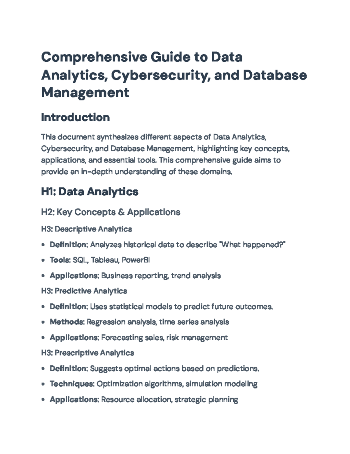 Comprehensive Guide to Data Analytics, Cybersecurity, & DB Management ...