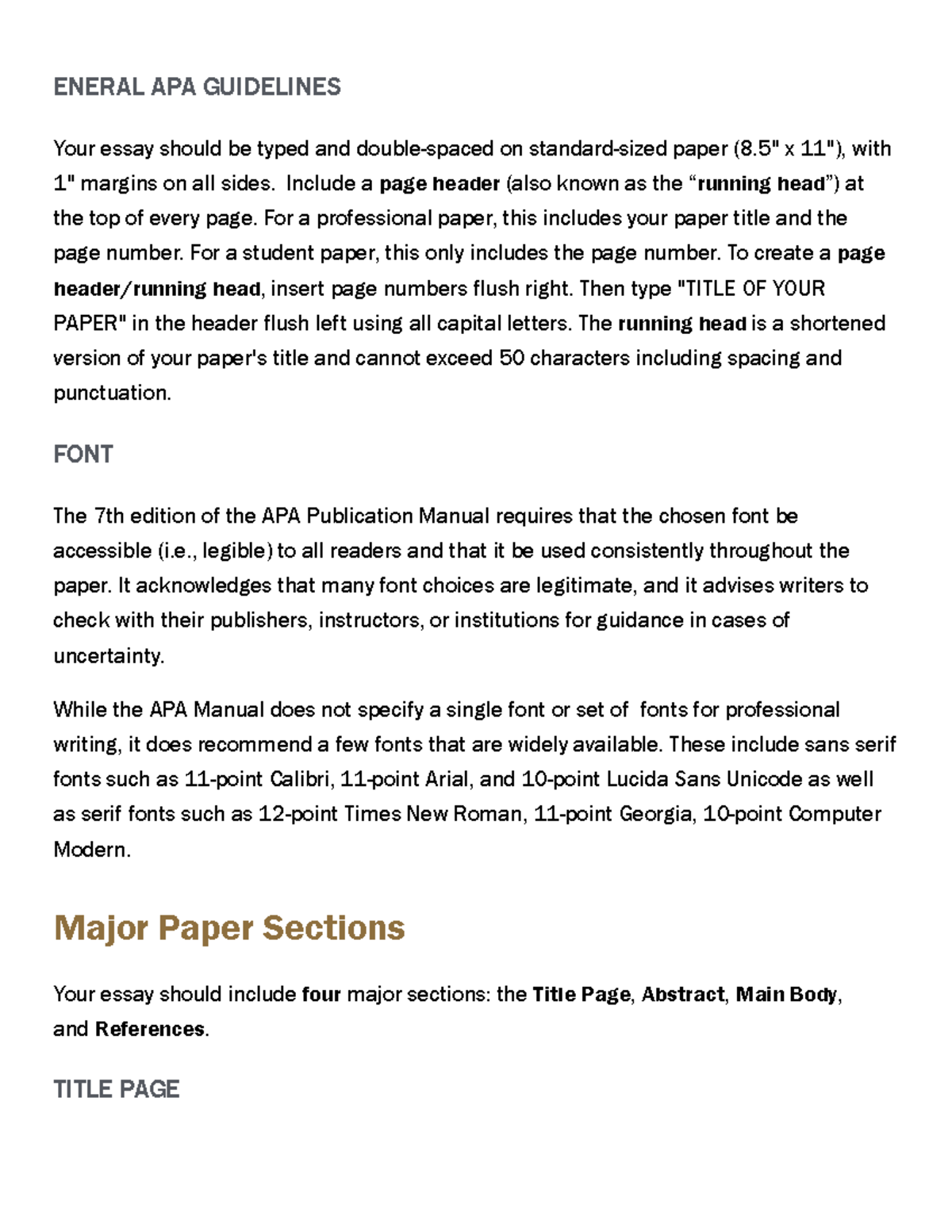 APA 7th Edition Format Guidelines for Student Papers - Studocu