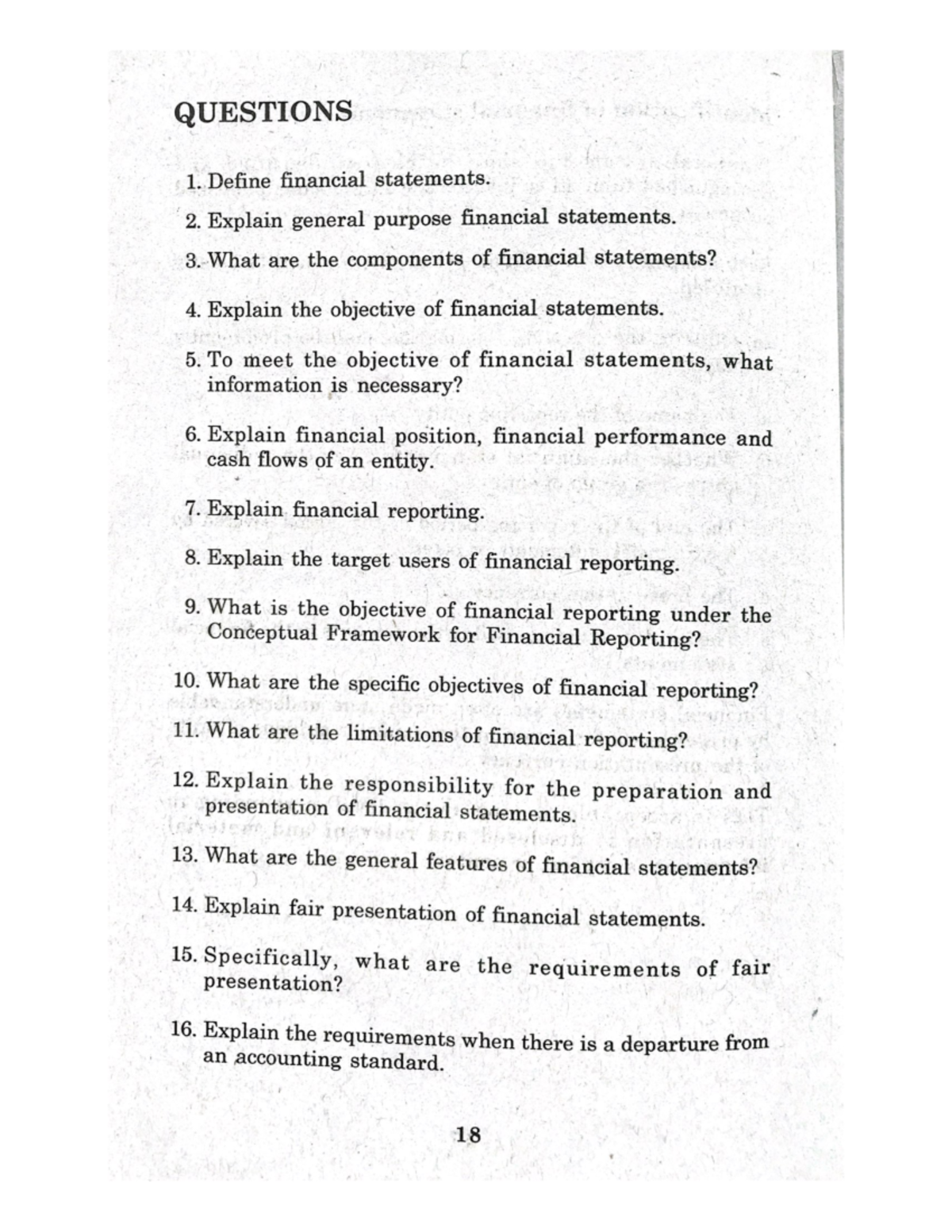 Chapter 1 Exercises: Key Questions on Financial Statements & Reporting ...