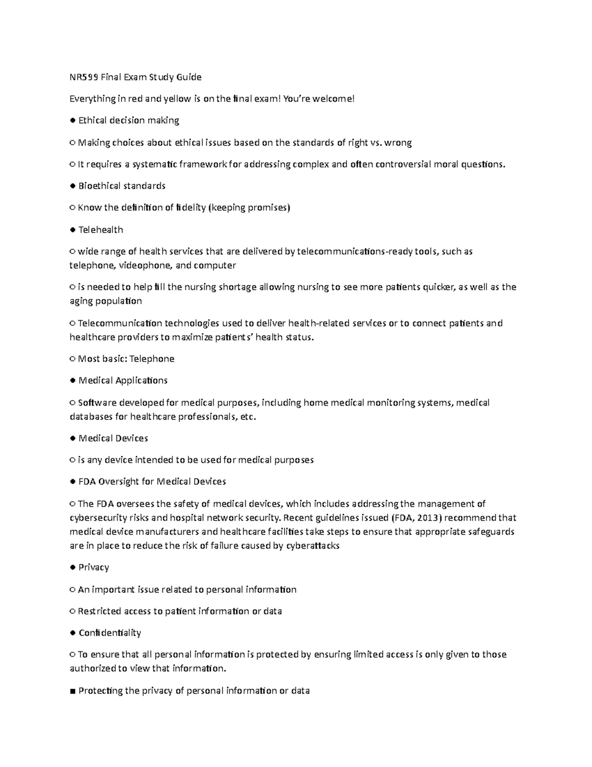 NR 599 Final Exam Study Guide: Key Concepts and Preparations - Studocu