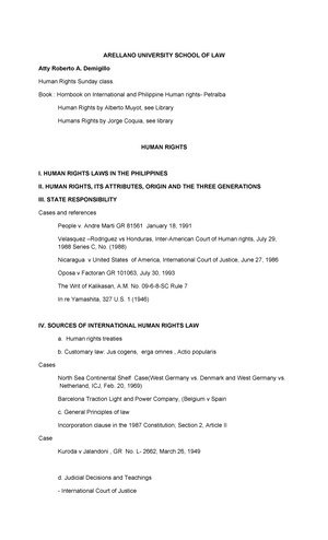 HUMAN RIGHTS LAW REVIEWER (HR LAW 101) - FINAL EXAM NOTES - Studocu