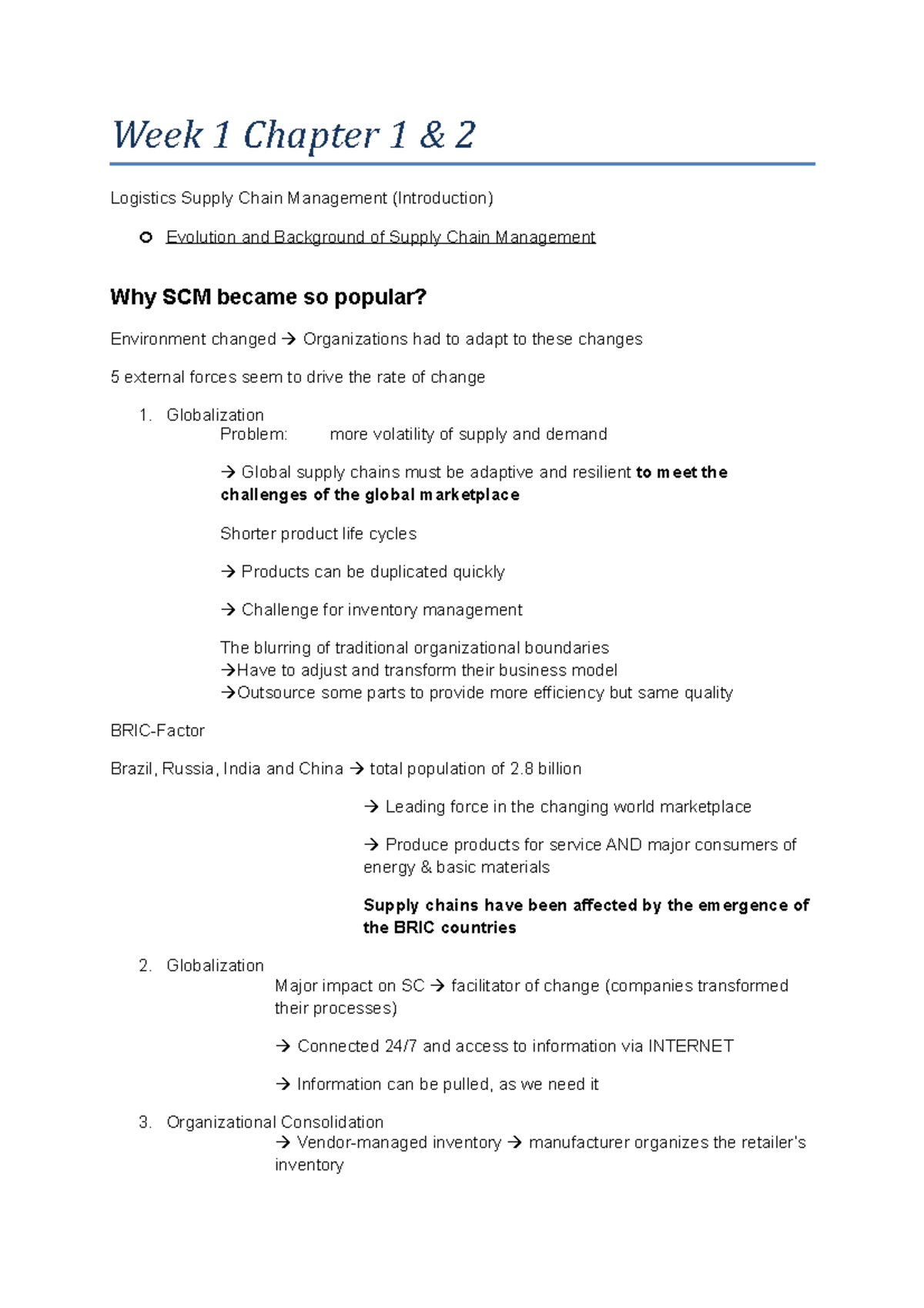 SCM 101: Key Concepts and Insights from Week 1 Chapters 1 & 2 Summary ...