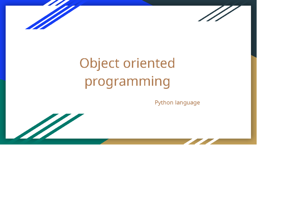 OOP in Python - Key Concepts and Definitions - Studocu