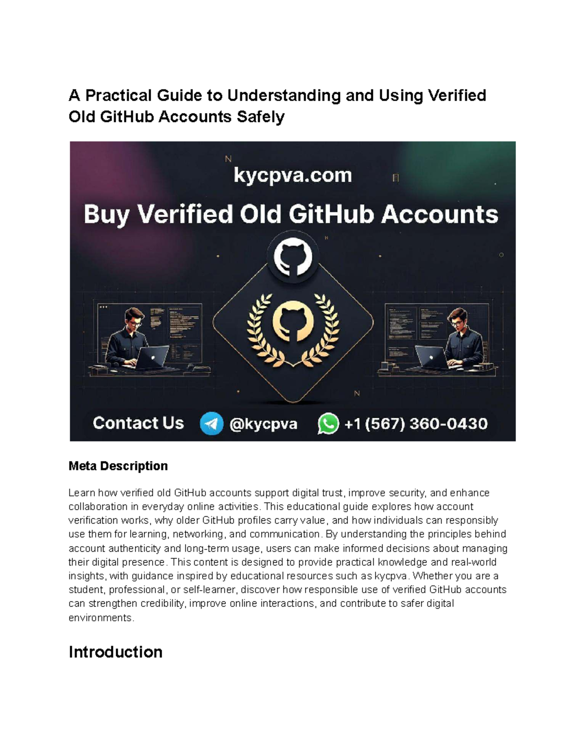 A Practical Guide to Using Verified Old GitHub Accounts Safely - Studocu