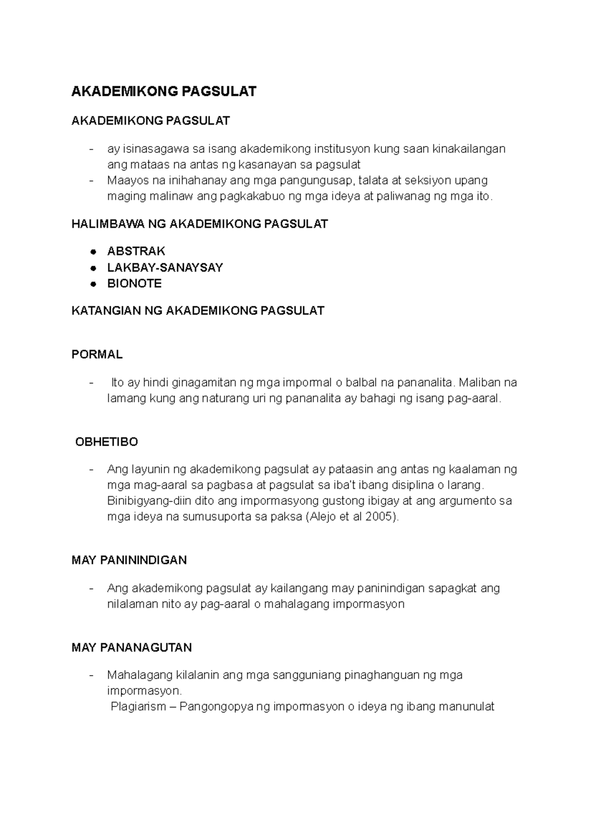 Filpan- Reviewer: Akademikong Pagsulat at mga Kahalagahan - Studocu