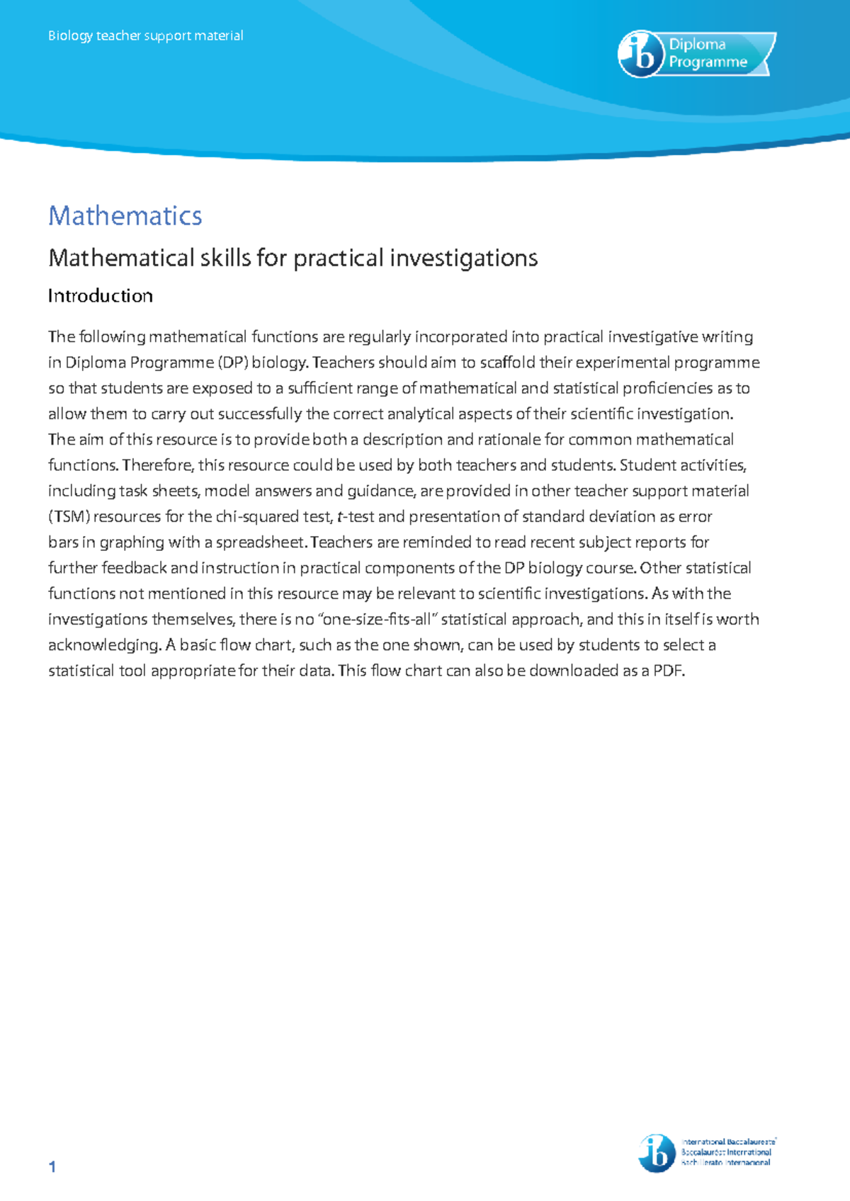 IB DP Bio - mathematical skills - Mathematics Mathematical skills for ...