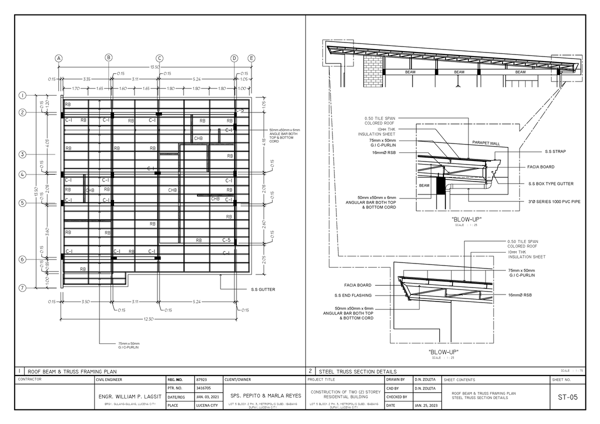CIVIL 101: Roof Beam & Truss Framing Plan Details - Studocu