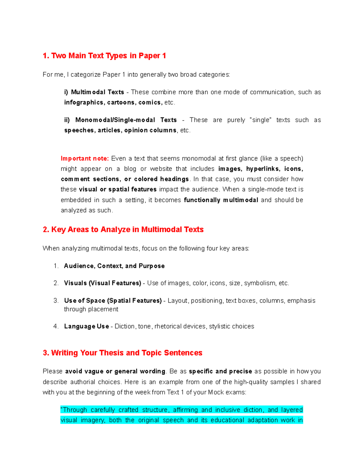 Important Final Notes AND TIPS FOR YOUR Final Paper 1 AND 2 Exams - 1 ...
