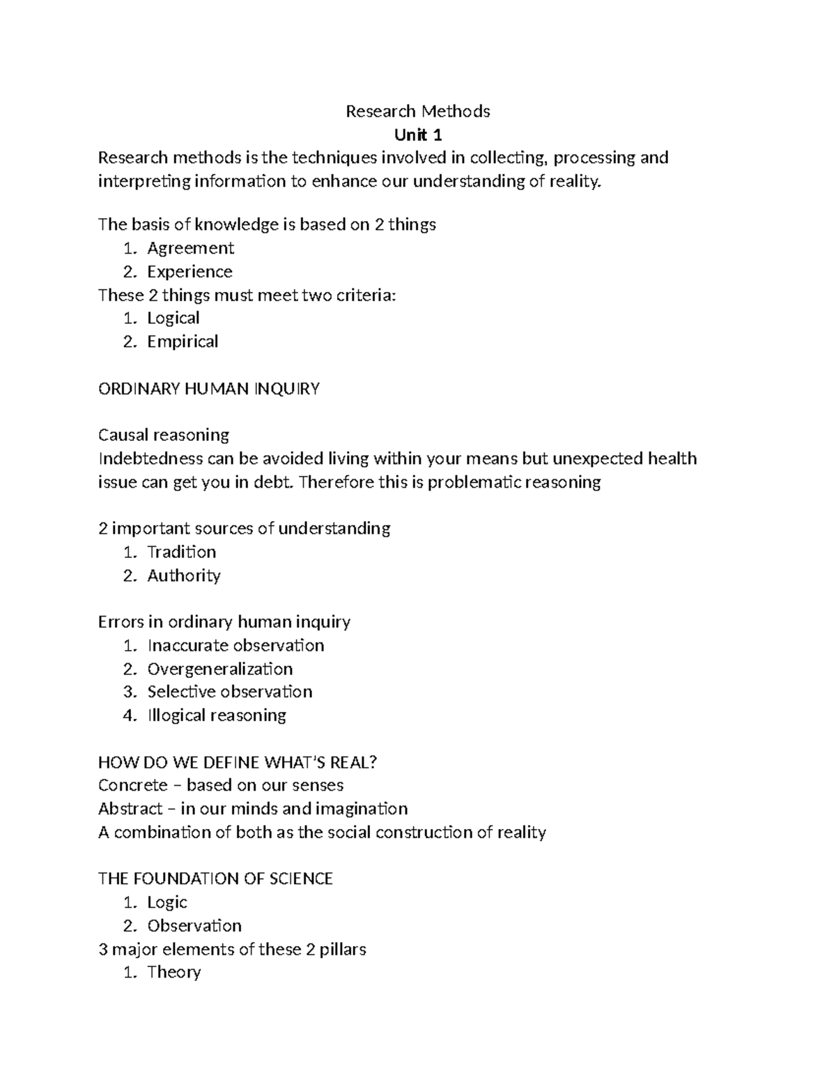 Research Methods Unit#1 - Research Methods Unit 1 Research methods is ...