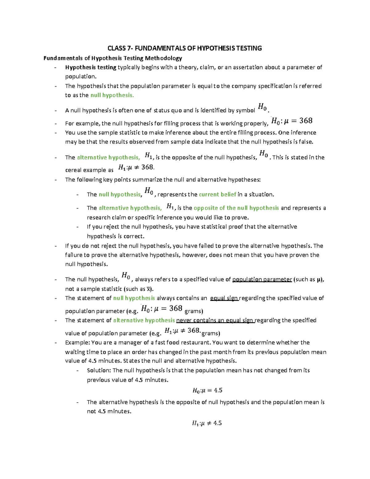 QMS210 Module 1 - Hypothesis Testing Fundamentals and Key Concepts ...