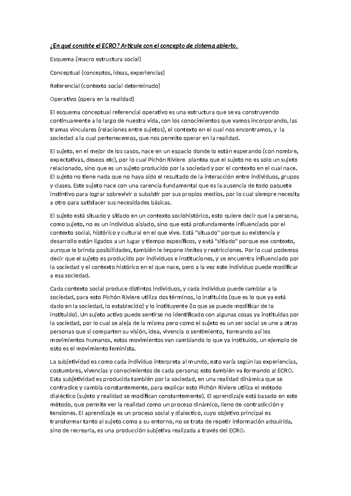 Psicología ECRO: Conceptos y Estructura del Sujeto en Contexto Social ...
