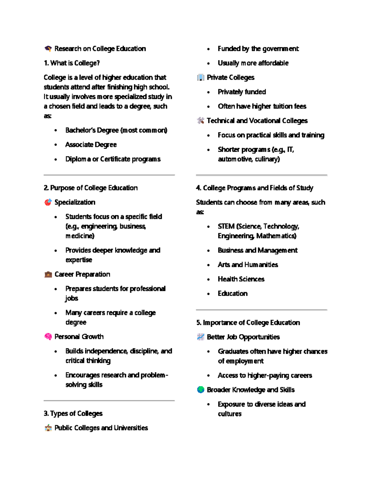 Research on College Education: Understanding College Types and Purposes ...