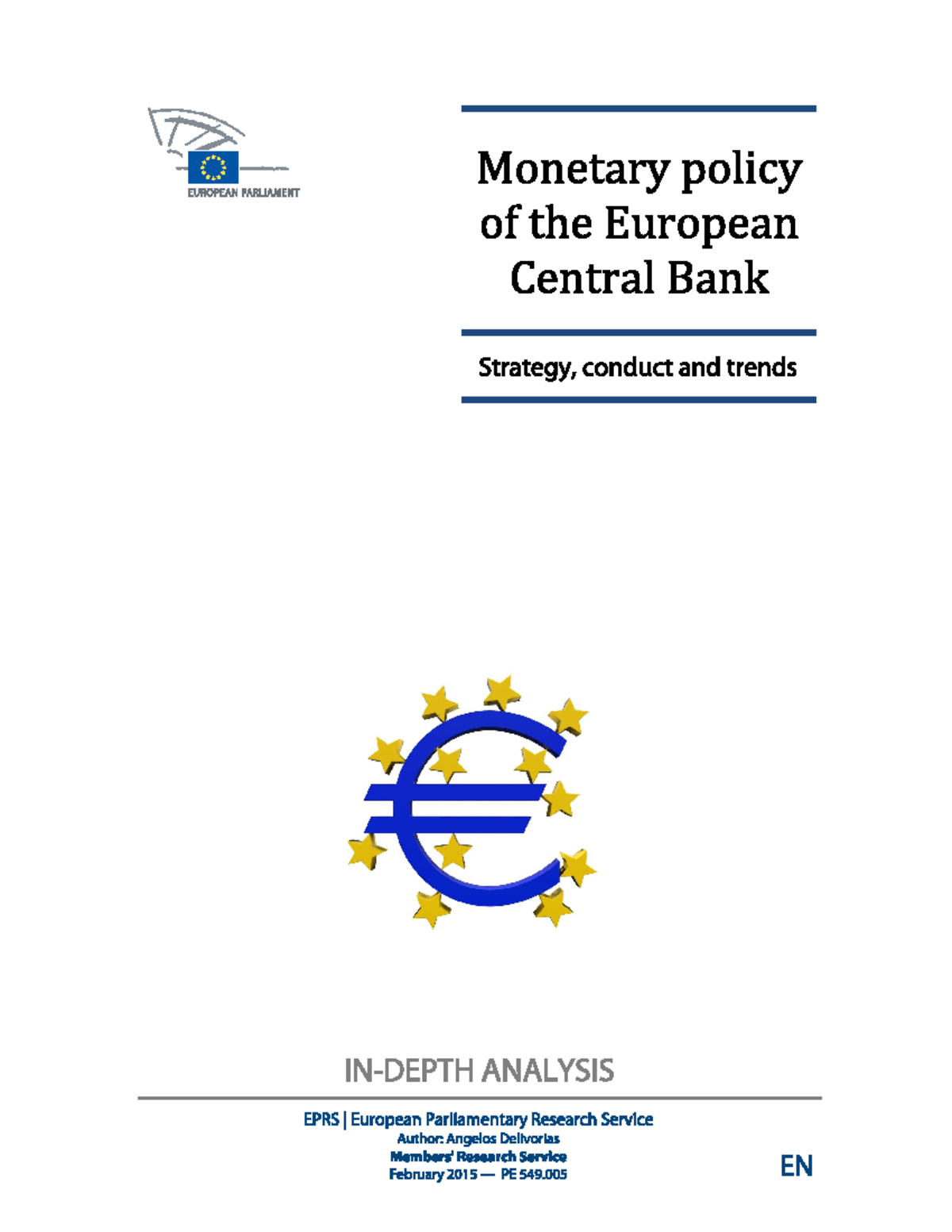 Monetary Policy (Europe) - Monetary policy EUROPEAN PARLIAMENT of the ...