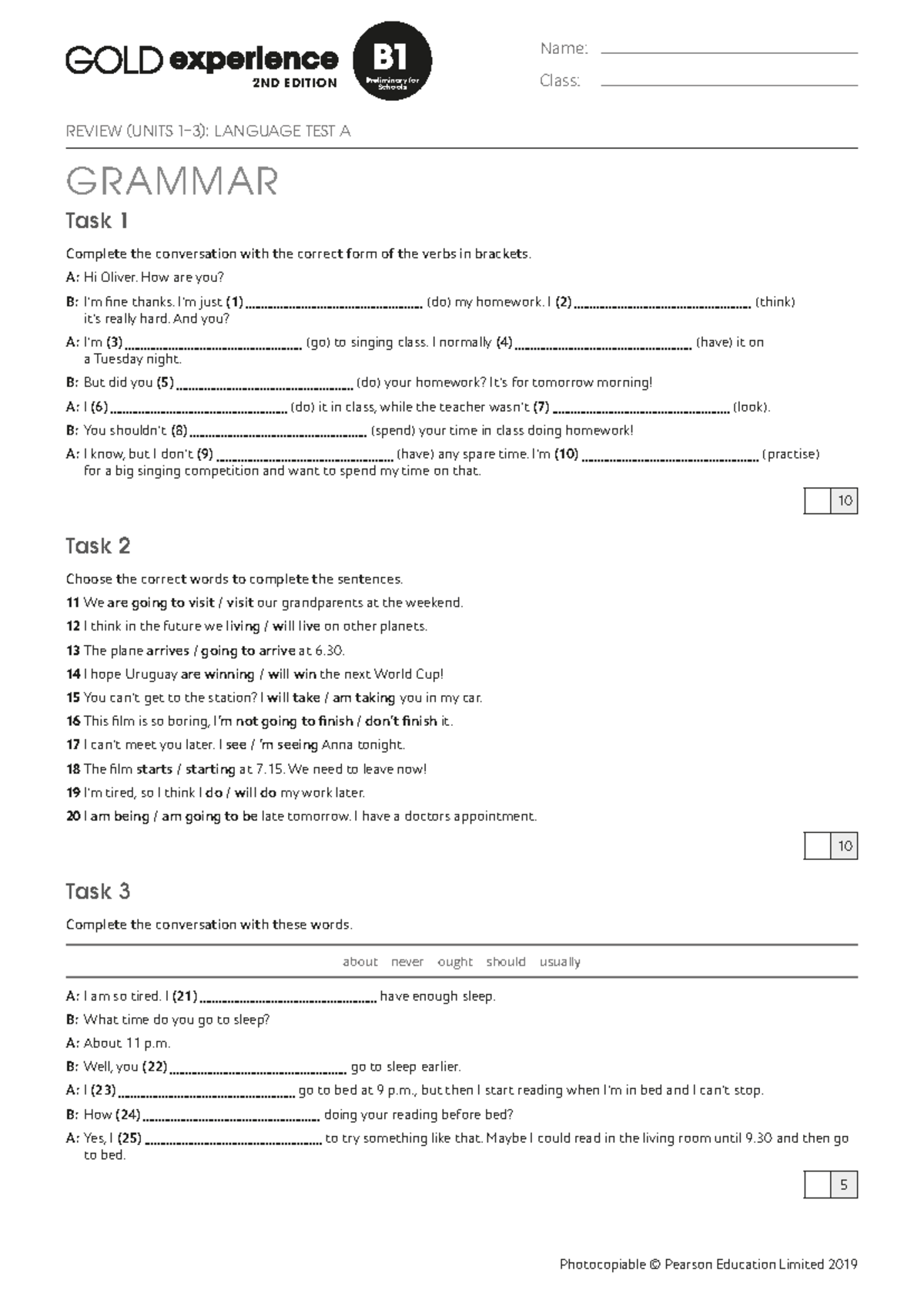 Gold Exp B1 2nd Ed U1-3 Review Language Test A - Studocu