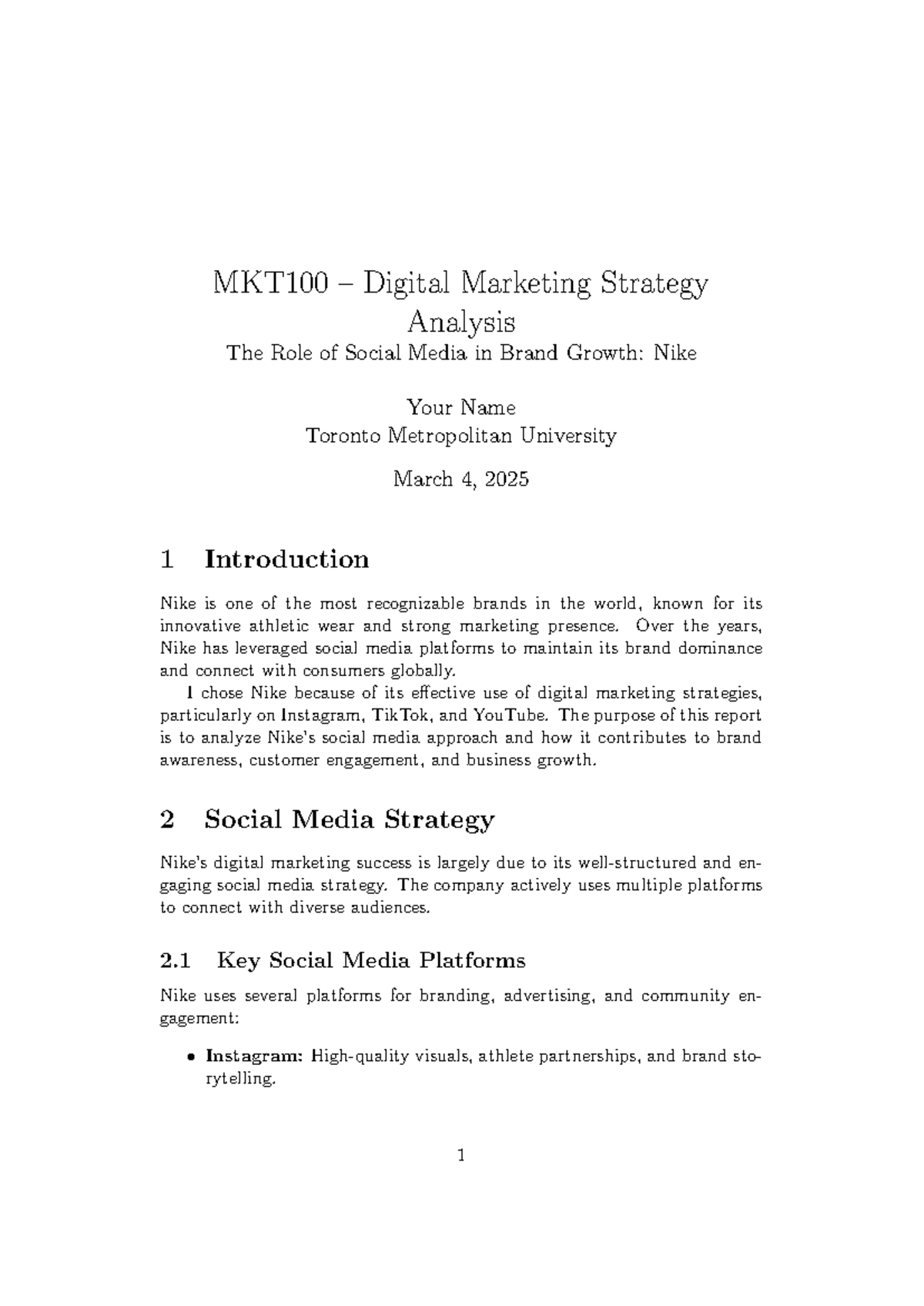 MKT100 Digital Marketing Strategy Analysis completed - MKT100 – Digital ...