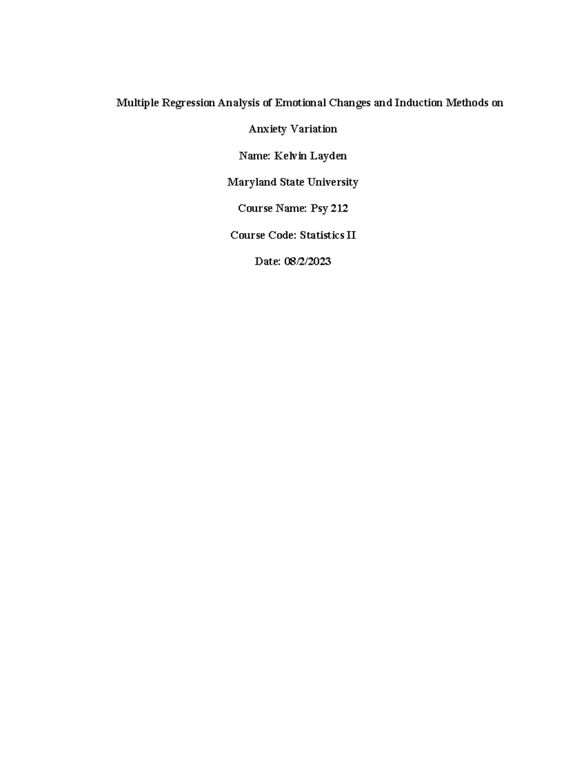Multiple Regression Analysis of Emotional Changes and Induction Methods ...