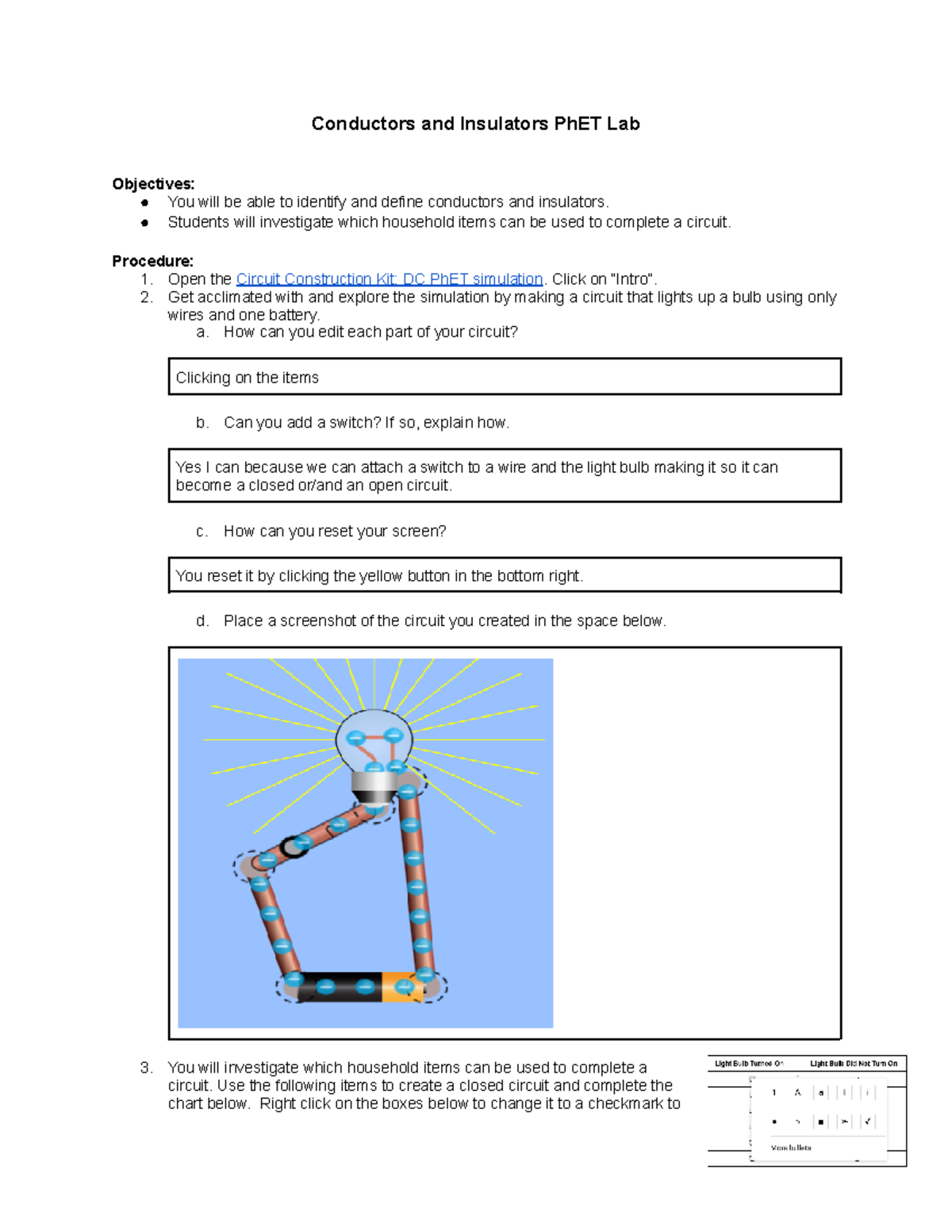 Conductors and Insulators Lab - PhET Simulation (Physics 101) - Studocu