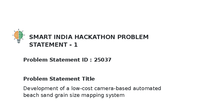 SMART INDIA HACKATHON: Automated Beach Sand Mapping System - Studocu