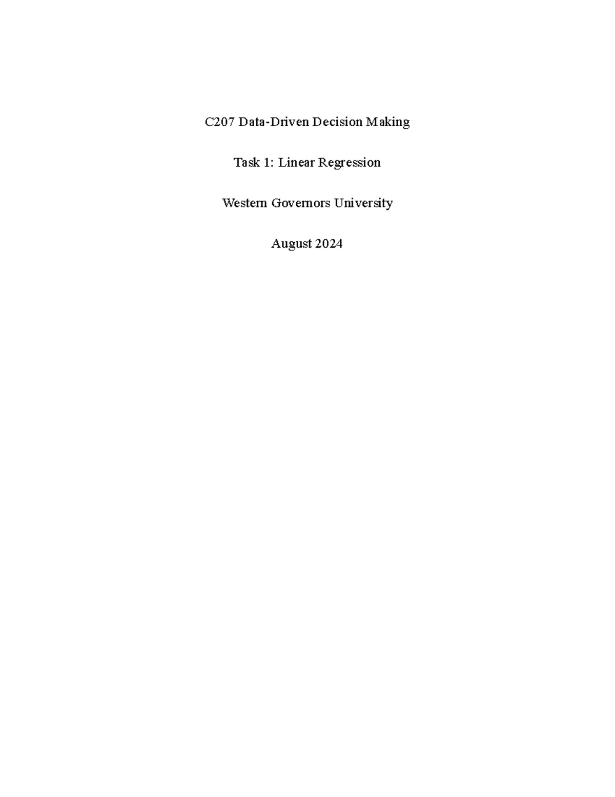 C207 Task 1 - Analysis of Linear Regression in Nurse Retention - Studocu