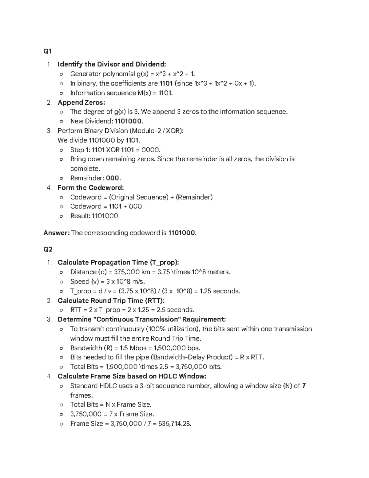 Q1-Q4 Solutions for Networking Concepts and Calculations - Studocu