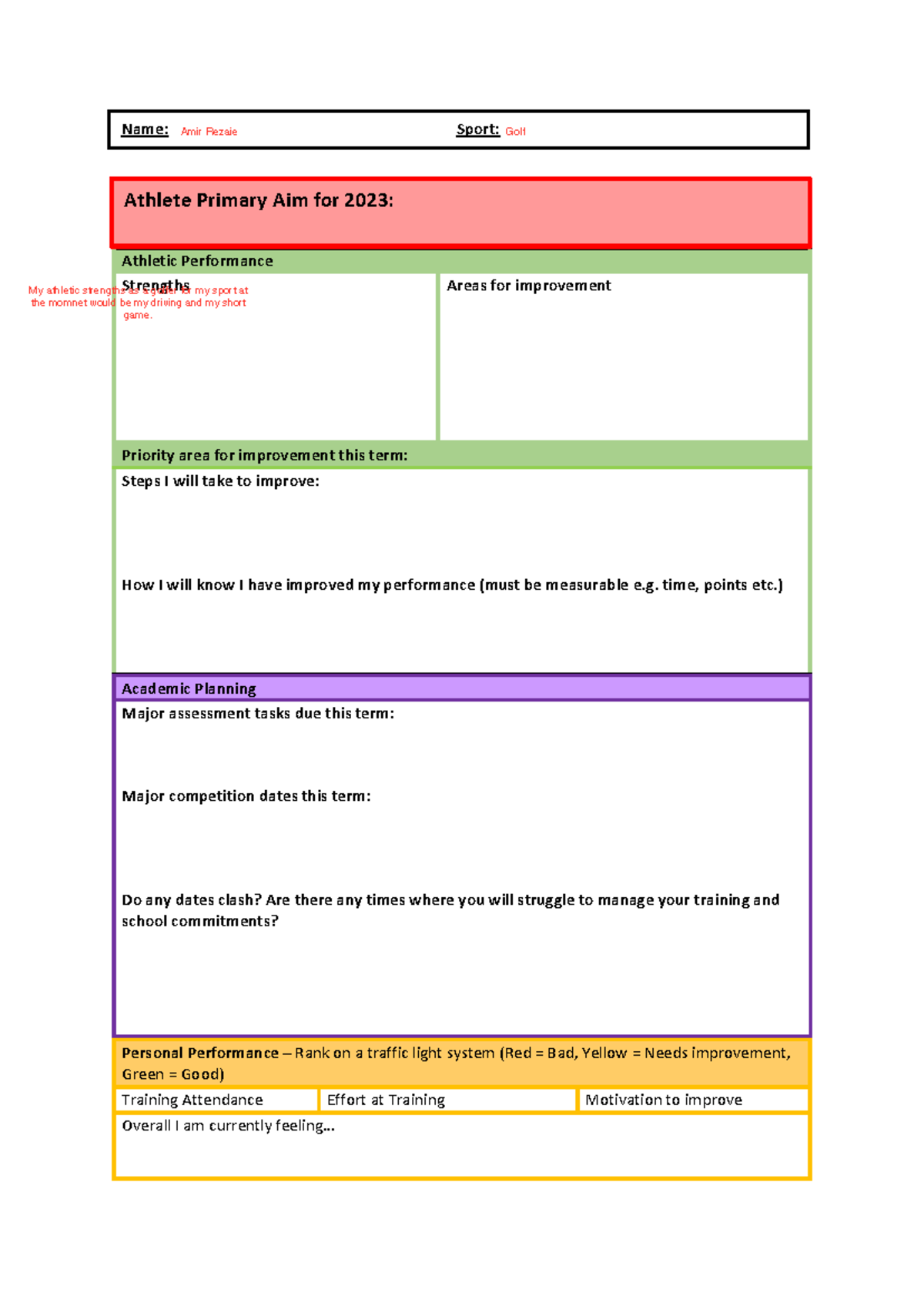 ADP Term Goals: Athletic Performance & Improvement Plan for Golf ...