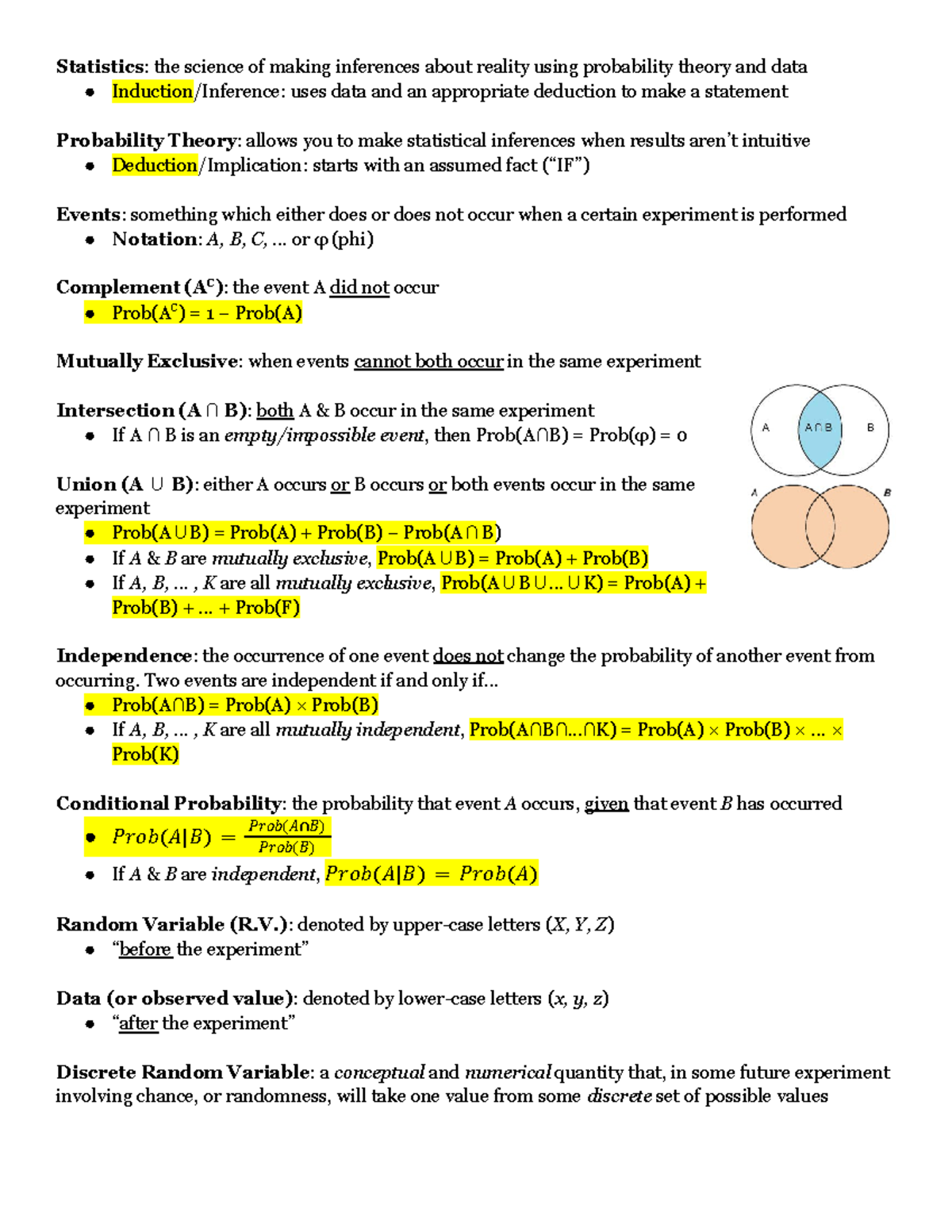 Stat-111 Lecture Notes - Statistics : the science of making inferences ...