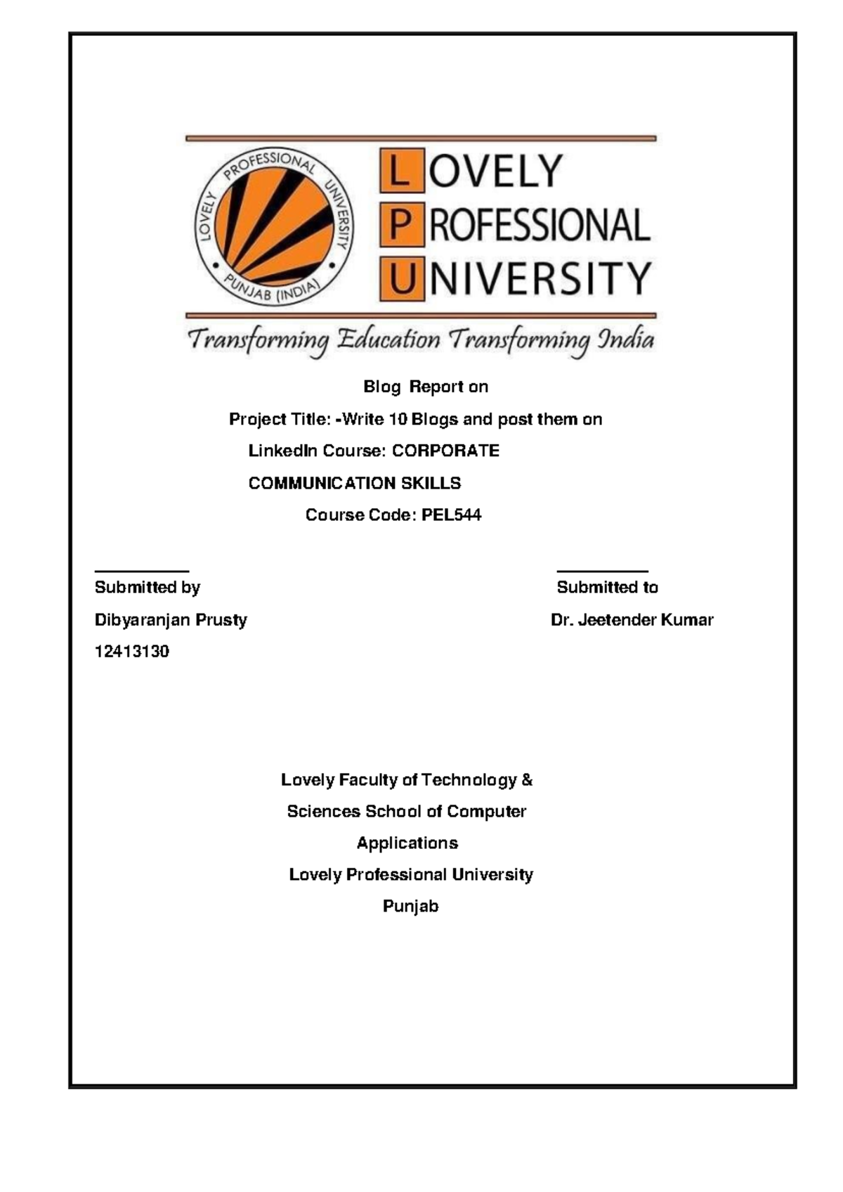 Drp final 1 - BLOG - Blog Report on Project Title: - Write 10 Blogs and ...
